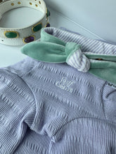 Load image into Gallery viewer, Nodo Neckerchief in Celadon Green/Lavendar Stripe
