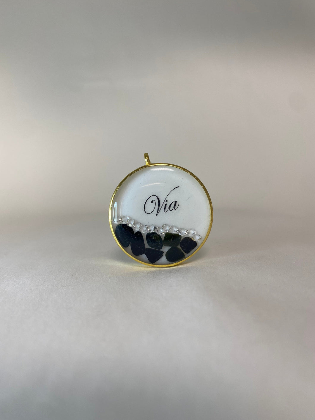 Hemline-Black Tourmaline Crystal & Cubic Zirconia